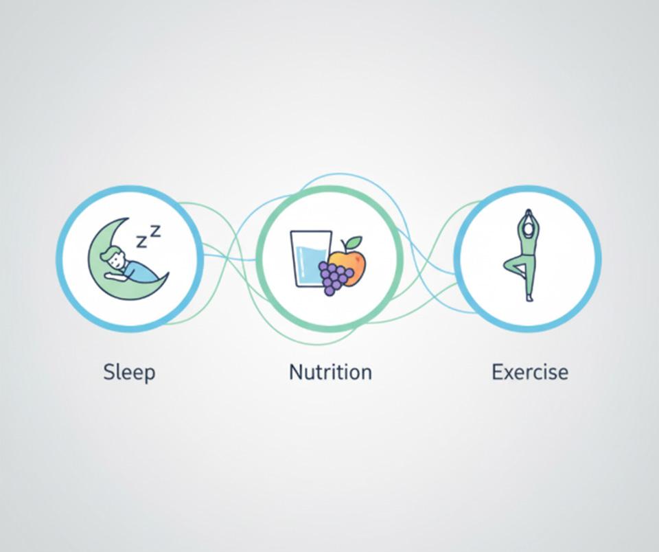 عادات مفید ورزش، غذای سالم و خواب کافی
